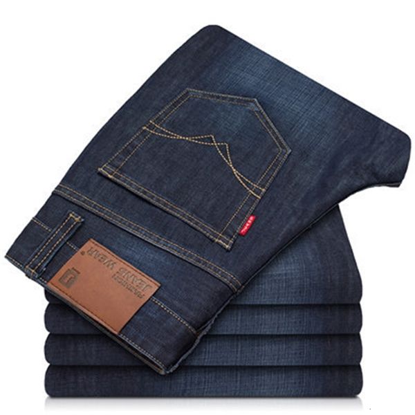 men's jeans new season class style slim straight loose mid waist young long solid pants maad, Blue
men's jeans new season class style slim straight loose mid waist young long solid pants maad, Blue