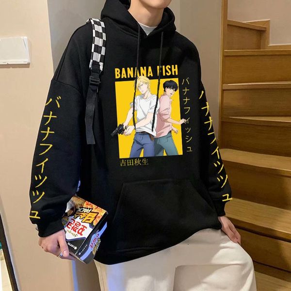 men's hoodies & sweatshirts japan anime banana fish printed hoodie men/women fashion harajuku sweatshirt pullover streetwear, Black
men's hoodies & sweatshirts japan anime banana fish printed hoodie men/women fashion harajuku sweatshirt pullover streetwear, Black