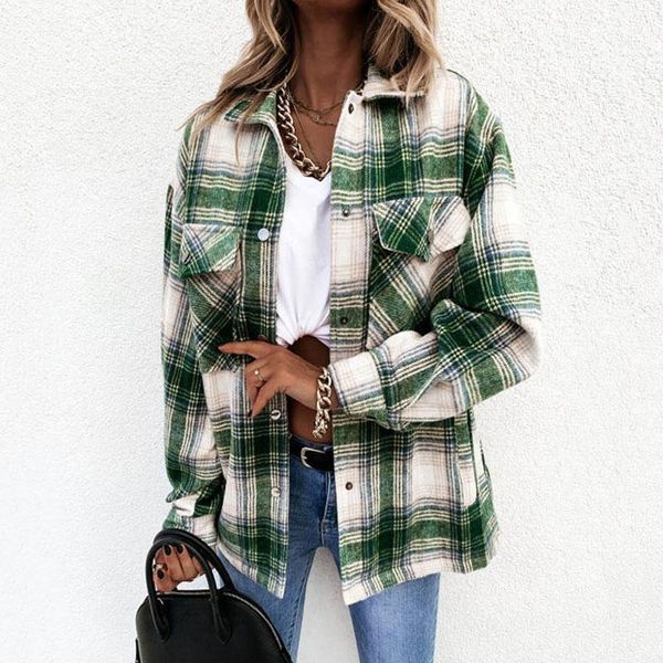women's jackets 2021 autumn long plaid jacket women overshirt checkered coat female sleeve winter shirt for green, Black;brown
women's jackets 2021 autumn long plaid jacket women overshirt checkered coat female sleeve winter shirt for green, Black;brown