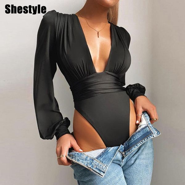 shestyle spring 2021 v neck women bodysuits low cut lantern long sleeve slim high waist solid ruched party body festivalb, Black;white
shestyle spring 2021 v neck women bodysuits low cut lantern long sleeve slim high waist solid ruched party body festivalb, Black;white