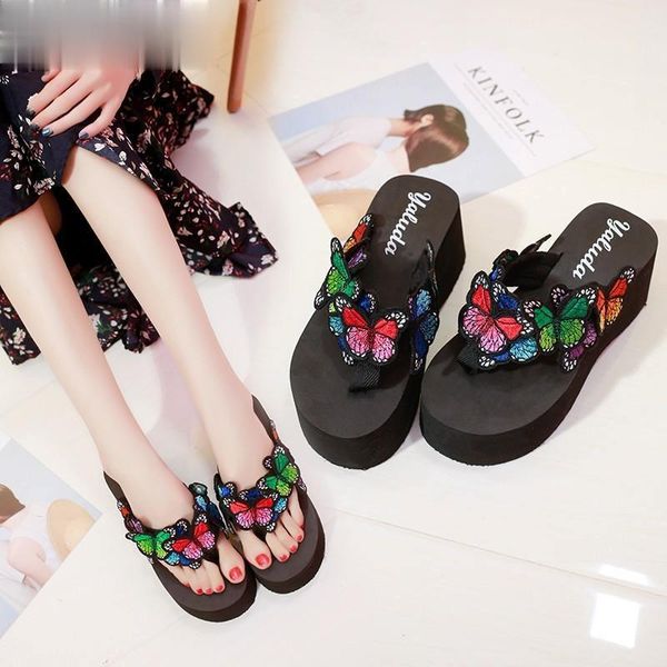 women's fashion slippers butterfly decorate anti-slip wedge slides indoor outdoor thong platform flip-flops 2021 summer, Black
women's fashion slippers butterfly decorate anti-slip wedge slides indoor outdoor thong platform flip-flops 2021 summer, Black