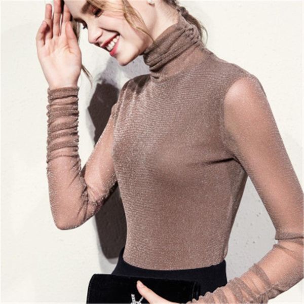 womens mesh bright silk t-shirts fashion trend long sleeve high neck tees designer female spring casual slim bottoming shirt tshirts, White
womens mesh bright silk t-shirts fashion trend long sleeve high neck tees designer female spring casual slim bottoming shirt tshirts, White
