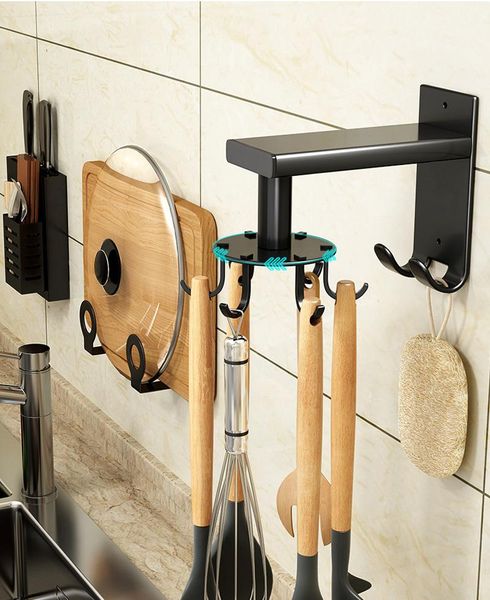 hooks & rails space aluminum hole kitchen wall storage rack rotary hook spatula spoon hanging bracket 360 °
hooks & rails space aluminum hole kitchen wall storage rack rotary hook spatula spoon hanging bracket 360 °