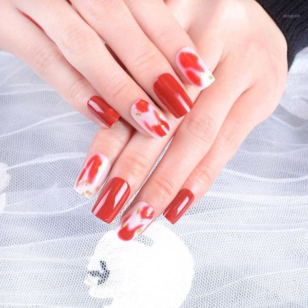 wear a fake nails pcs finished product full set 24 piece gum-style red gold powder paragraph students social1
wear a fake nails pcs finished product full set 24 piece gum-style red gold powder paragraph students social1