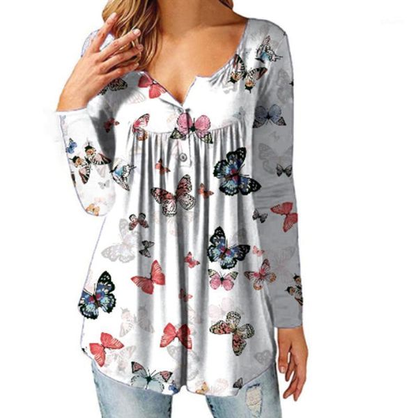 women's t-shirt fashion butterfly print button flower casual v-neck long sleeve tshirt ladies street plus size blue tees& s-2xl, White
women's t-shirt fashion butterfly print button flower casual v-neck long sleeve tshirt ladies street plus size blue tees& s-2xl, White