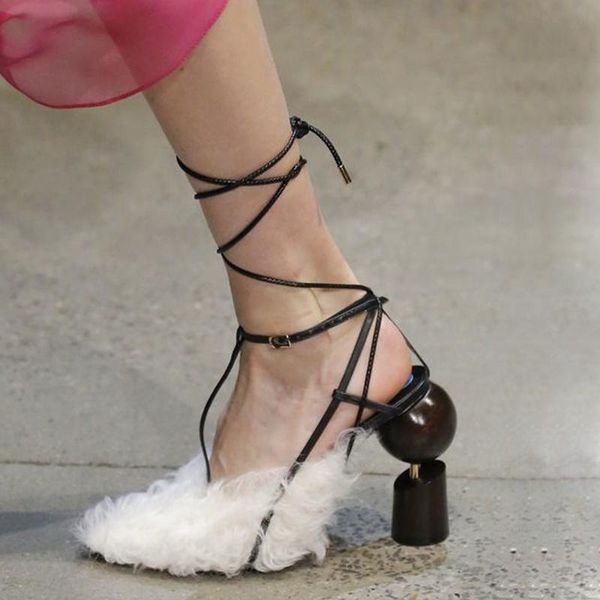 wool fur strange assembed heels pointy toe pumps back strap pointed woman strappy leg lace up runway pump shoes sandals, Black
wool fur strange assembed heels pointy toe pumps back strap pointed woman strappy leg lace up runway pump shoes sandals, Black