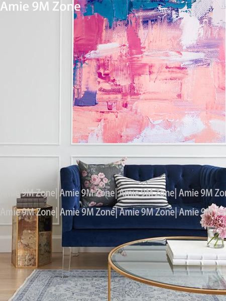 wallpapers tuya art bright pink and blue abstract hand painted wallpape wall decor for home living room wall-paper