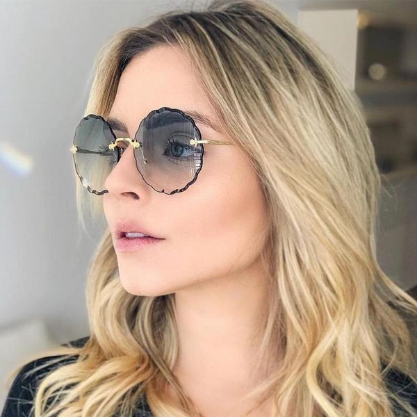 sunglasses stylish gradient flower shaped round rimless women uv400 glasses, White;black
sunglasses stylish gradient flower shaped round rimless women uv400 glasses, White;black