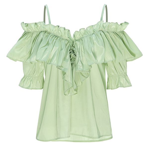 light green flare half sleeve slash neck strapless chiffon elegant blouse shirt women summer b0627 210514, White
light green flare half sleeve slash neck strapless chiffon elegant blouse shirt women summer b0627 210514, White