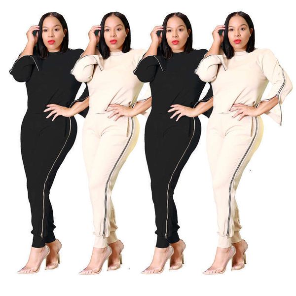 jh 126 tracksuits women's long sleeve zipper sports suit 2-piece set, Gray