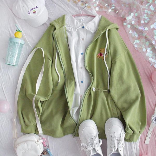 women's jackets japanese spring women kawaii hooded coat young girl loose student cute bear embroidery outwear harajuku sweet cardigan, Black;brown
women's jackets japanese spring women kawaii hooded coat young girl loose student cute bear embroidery outwear harajuku sweet cardigan, Black;brown