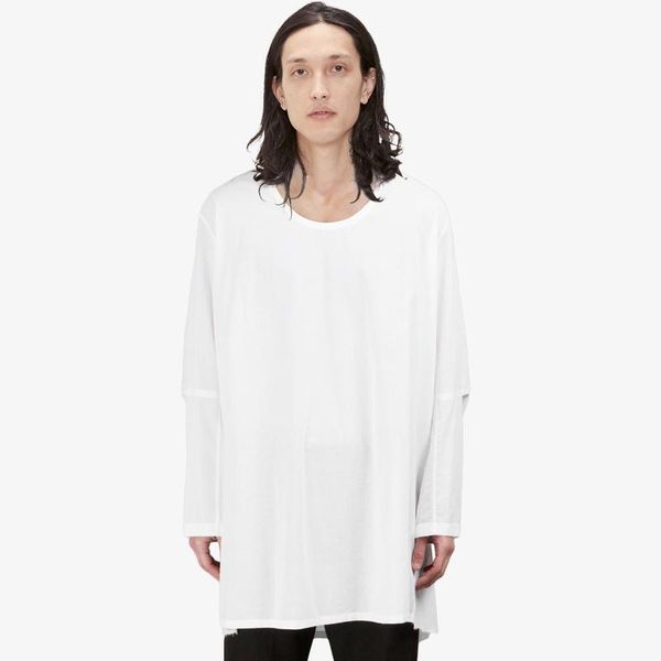 white profile low-collar shirt oversize edge pullover drop shoulder japanese street long-sleeved men men's casual shirts, White;black
white profile low-collar shirt oversize edge pullover drop shoulder japanese street long-sleeved men men's casual shirts, White;black