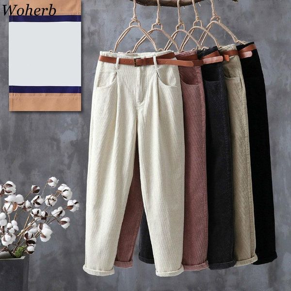 women's pants & capris woherb korean fashion harem women solid color loose corduroy trousers female autumn winter vintage pantalones 91, Black;white
women's pants & capris woherb korean fashion harem women solid color loose corduroy trousers female autumn winter vintage pantalones 91, Black;white