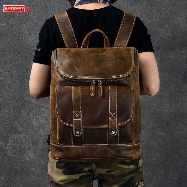backpack men's men leather travel backpacks male computer bag large capacity retro crazy horse first layer
backpack men's men leather travel backpacks male computer bag large capacity retro crazy horse first layer
