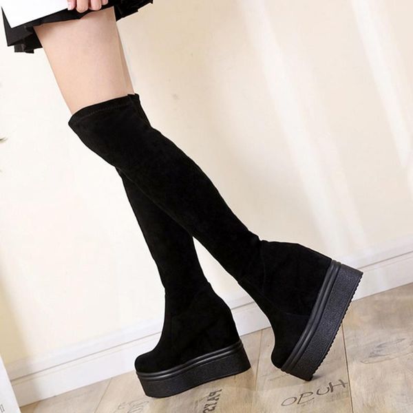 boots female flock black slip-on super high heel platform wedge woman over the knee winter elegant shoes comfy
boots female flock black slip-on super high heel platform wedge woman over the knee winter elegant shoes comfy