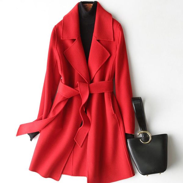 women's wool & blends ladies jackets faux double-sided cashmere coats mid-length high-end woolen, Black
women's wool & blends ladies jackets faux double-sided cashmere coats mid-length high-end woolen, Black