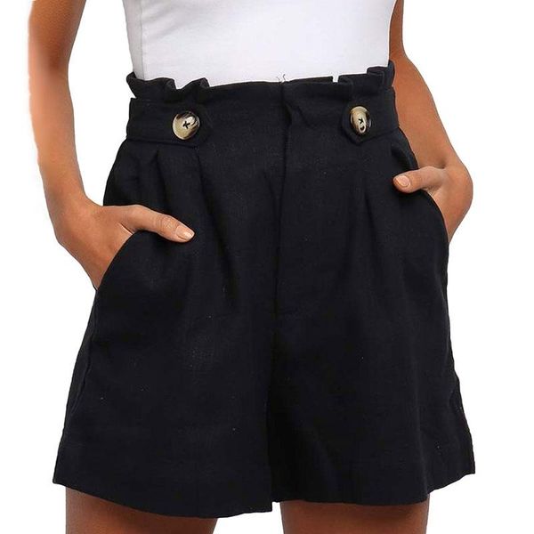 ladies simple high waist shorts women's solid color casual plus size loose wide leg short pants women, White;black
ladies simple high waist shorts women's solid color casual plus size loose wide leg short pants women, White;black