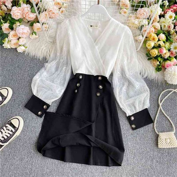 women's spring autumn dresses korean v-neck embroidered mesh stitching slim commuter long sleeve female ll547 210506, Black;gray
women's spring autumn dresses korean v-neck embroidered mesh stitching slim commuter long sleeve female ll547 210506, Black;gray