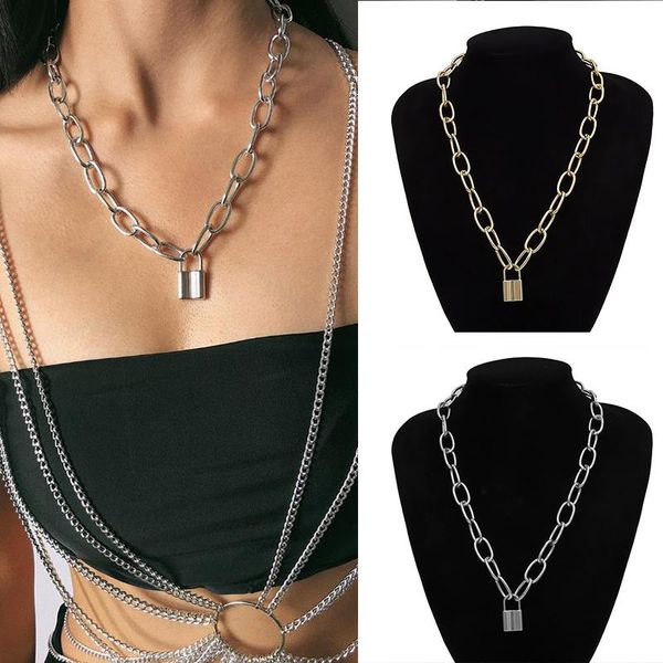 pendant necklaces 2021 fashion women men chain necklace chunky with lock punk hiphop gothic jewelry, Silver
pendant necklaces 2021 fashion women men chain necklace chunky with lock punk hiphop gothic jewelry, Silver