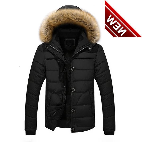 men winter parka coats outdoor warm thick jacket fur hooded 2019 solid zipper male clothing, Black
men winter parka coats outdoor warm thick jacket fur hooded 2019 solid zipper male clothing, Black