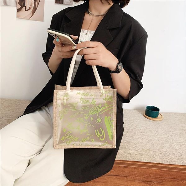 evening bags fashion women handle handbags female transparent pvc and linen ladies jelly bag graffiti summer
evening bags fashion women handle handbags female transparent pvc and linen ladies jelly bag graffiti summer