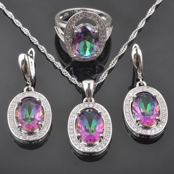 earrings & necklace perfect multicolor rainbow zircon women's silver color jewelry sets pendant rings qz0115
earrings & necklace perfect multicolor rainbow zircon women's silver color jewelry sets pendant rings qz0115