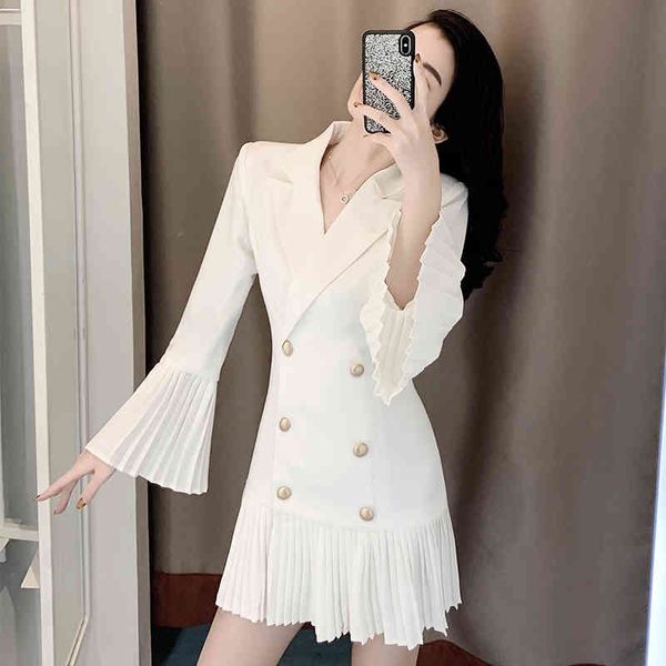 spring female slim casual notched collar solid color long sleeve minimalist pleated hem a-line blazer dress 8y997 210510, Black;gray
spring female slim casual notched collar solid color long sleeve minimalist pleated hem a-line blazer dress 8y997 210510, Black;gray