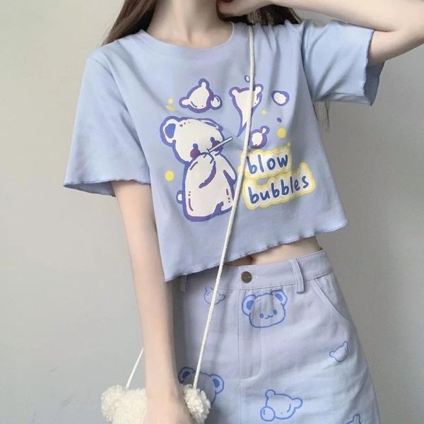 women's t-shirt qweek kawaii bear print graphic t shirts women 2021 cute cartoon japanese style summer feminine clothes cropped mujer, White
women's t-shirt qweek kawaii bear print graphic t shirts women 2021 cute cartoon japanese style summer feminine clothes cropped mujer, White