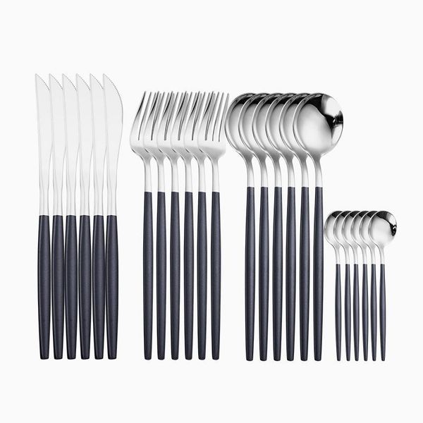 16pcs stainless steel cutlery black silver silverware set forks knives spoons tableware flatware for restaurant drop dinnerware sets
16pcs stainless steel cutlery black silver silverware set forks knives spoons tableware flatware for restaurant drop dinnerware sets