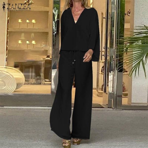women's two piece pants loose vintage sets 2pcs stylish blouse work office solid elastic waist long trousers women matching oversized, White
women's two piece pants loose vintage sets 2pcs stylish blouse work office solid elastic waist long trousers women matching oversized, White