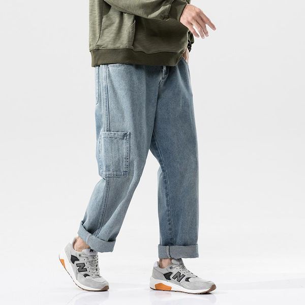 men's jeans casual wide leg mans hip hop streetwear korean style denim trousers straight pants ankle-length, Blue
men's jeans casual wide leg mans hip hop streetwear korean style denim trousers straight pants ankle-length, Blue