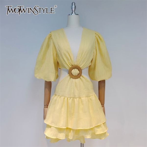 yellow hollow out dress for women v neck lantern half sleeve high waist patchwork mini dresses female 210520, Black;gray
yellow hollow out dress for women v neck lantern half sleeve high waist patchwork mini dresses female 210520, Black;gray