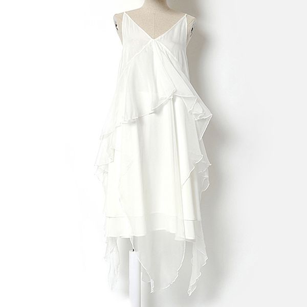 v neck strap sleeveless backless lace up chiffon ruffle solid white black a line summer dress loose d0576 210514, Black;gray
v neck strap sleeveless backless lace up chiffon ruffle solid white black a line summer dress loose d0576 210514, Black;gray