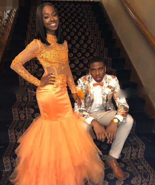 african black girls sheer orange mermaid prom dresses o neck long sleeve appliques lace women evening party gowns wear
african black girls sheer orange mermaid prom dresses o neck long sleeve appliques lace women evening party gowns wear