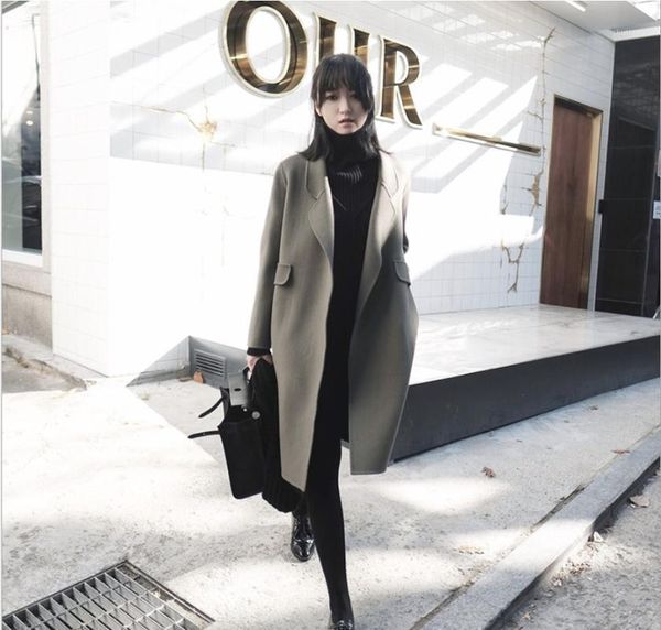 women's wool & blends 2021 winter handmade cashmere coat mid-length over the knee hepburn style slim woolen, Black
women's wool & blends 2021 winter handmade cashmere coat mid-length over the knee hepburn style slim woolen, Black