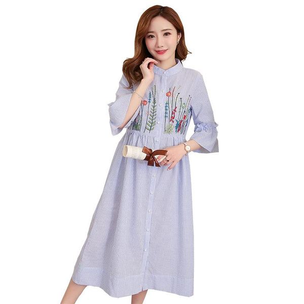 maternity dresses summer dress vestidos women clothes striped embroidery long for pregnant dresse, White
maternity dresses summer dress vestidos women clothes striped embroidery long for pregnant dresse, White