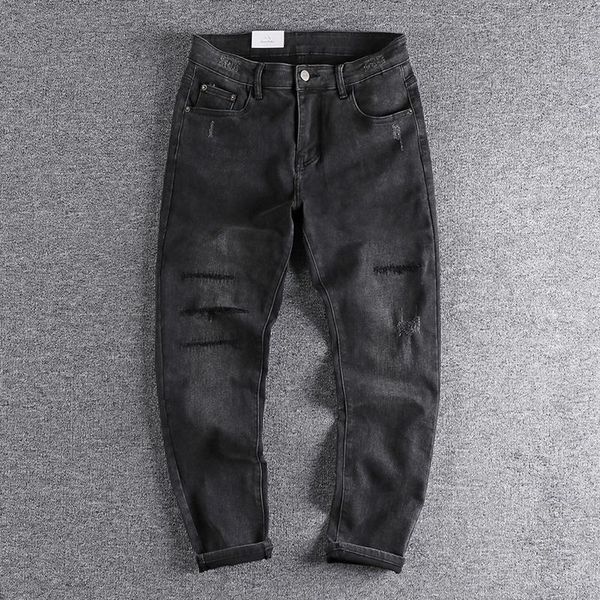 men's jeans autumn elastic black patch cropped fashion slim young boy with small feet trouser, Blue
men's jeans autumn elastic black patch cropped fashion slim young boy with small feet trouser, Blue