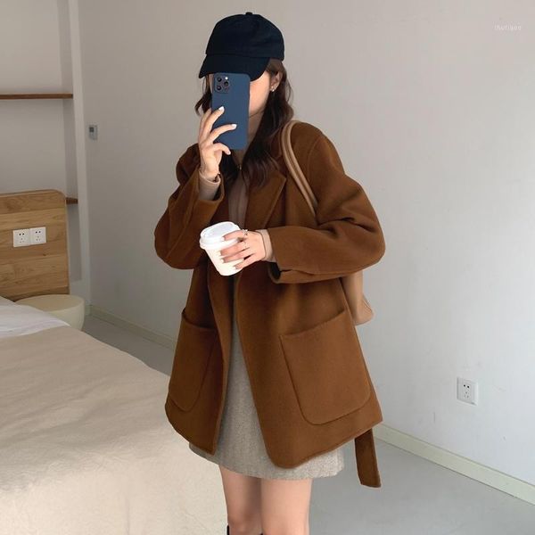 women's wool & blends fashion autumn coat women short korean style coats with belt woolen jackets for 2021 casaco feminino wpy4138, Black
women's wool & blends fashion autumn coat women short korean style coats with belt woolen jackets for 2021 casaco feminino wpy4138, Black