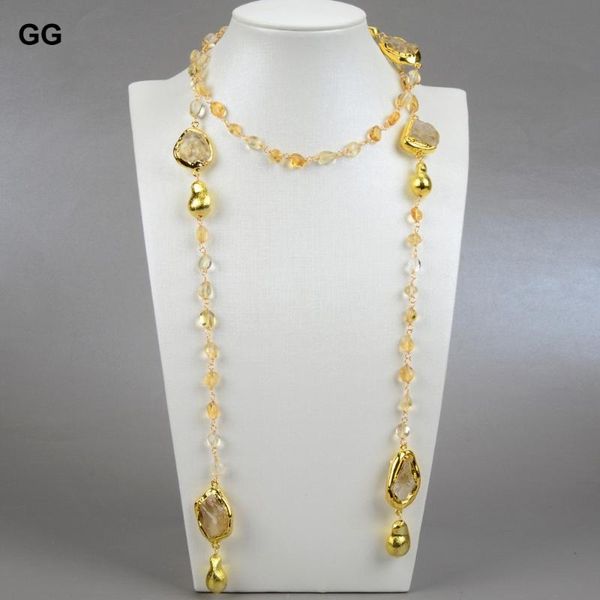 jewelry natural yellow citrines gold color plated brushed bead long necklace 40" sweater chain for women chains, Silver
jewelry natural yellow citrines gold color plated brushed bead long necklace 40" sweater chain for women chains, Silver