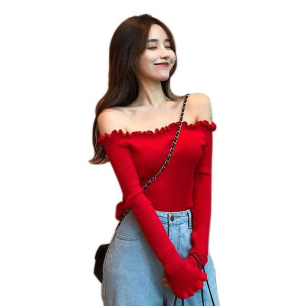 women's sweaters thin daily off shoulder slim fit casual solid knit autumn fashion long sleeve spring women sweater, White;black
women's sweaters thin daily off shoulder slim fit casual solid knit autumn fashion long sleeve spring women sweater, White;black
