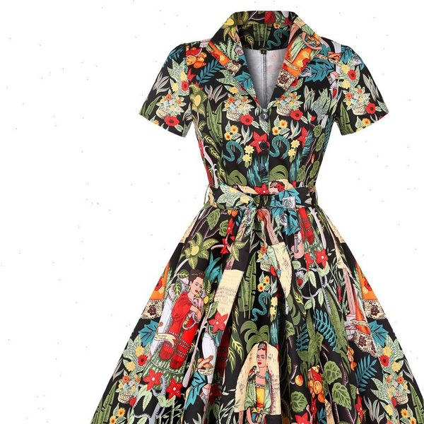 women dresses plus size cotton vintage dress sd0002 short sleeve s 4xl large swing 50s floral print rockabilly, Black;gray
women dresses plus size cotton vintage dress sd0002 short sleeve s 4xl large swing 50s floral print rockabilly, Black;gray