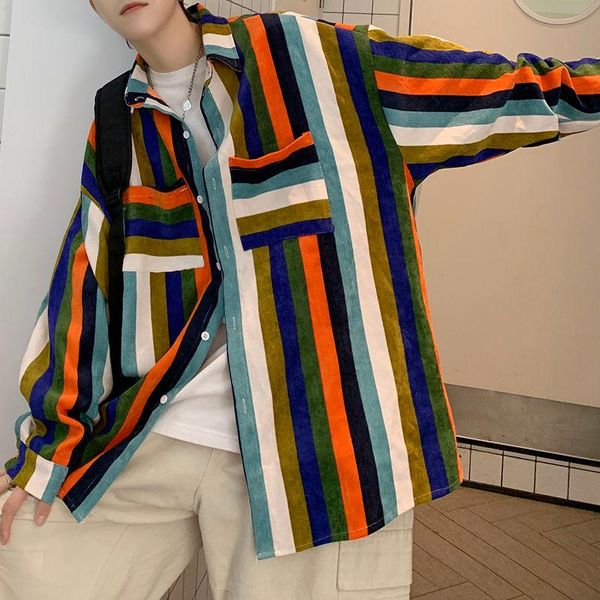 men's casual shirts autumn corduroy men fashion color striped streetwear korean loose long-sleeved mens -3xl, White;black
men's casual shirts autumn corduroy men fashion color striped streetwear korean loose long-sleeved mens -3xl, White;black