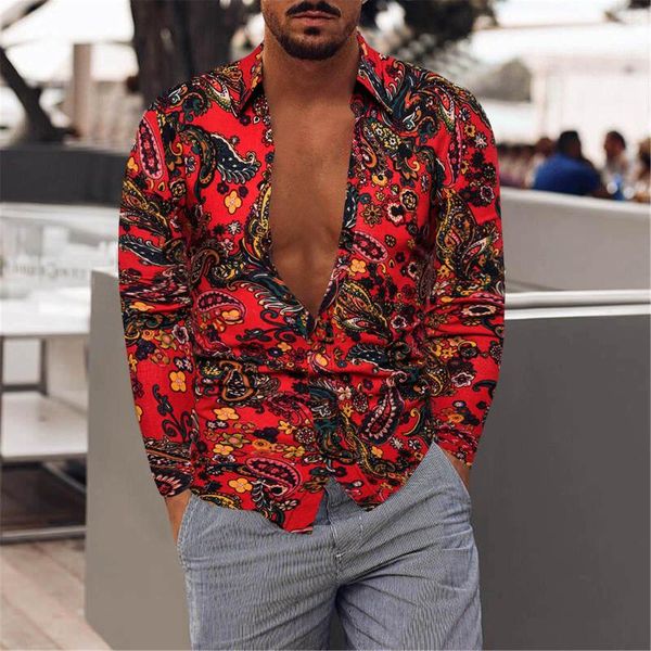 men's casual shirts feitong shirt fashion floral printed streetwear blouse plus size cotton linen long-sleeved lapel camisas, White;black
men's casual shirts feitong shirt fashion floral printed streetwear blouse plus size cotton linen long-sleeved lapel camisas, White;black