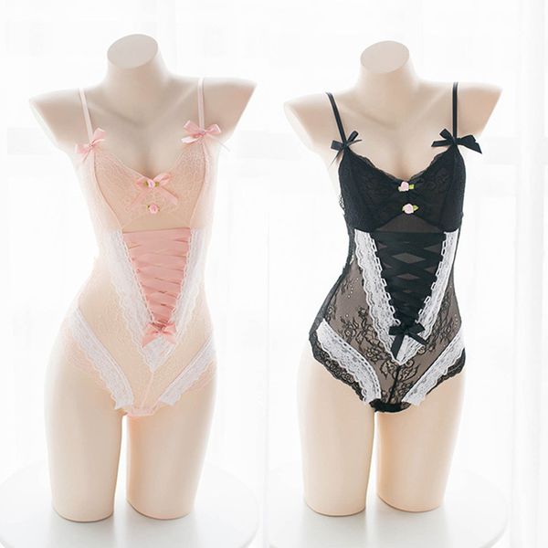 japanese anime girls cosplay costume sweet women floral lace crotchless bodysuit lingerie bodysuit v neck sleepwear, Red;black
japanese anime girls cosplay costume sweet women floral lace crotchless bodysuit lingerie bodysuit v neck sleepwear, Red;black
