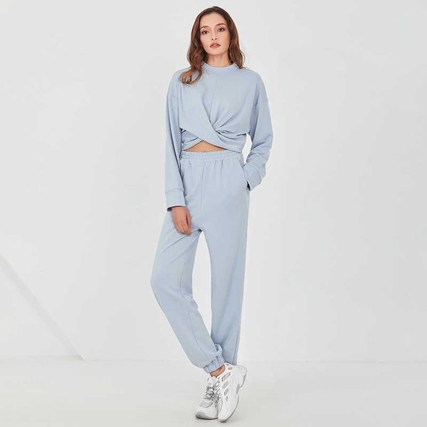 women's two piece pants loose sets female o neck long sleeve cross ruched high waist wide leg casual set for women, White
women's two piece pants loose sets female o neck long sleeve cross ruched high waist wide leg casual set for women, White
