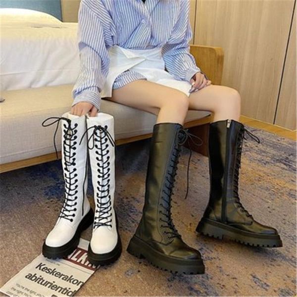 boots chunky platform shoes women autumn winter fashion lace up knee high long female waterproof pu leather booties white black
boots chunky platform shoes women autumn winter fashion lace up knee high long female waterproof pu leather booties white black