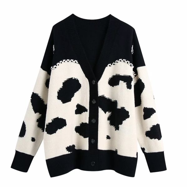 spring women animal pattern v neck knitting sweater female long sleeve pullover casual lady loose sw1189 210430, White;black
spring women animal pattern v neck knitting sweater female long sleeve pullover casual lady loose sw1189 210430, White;black