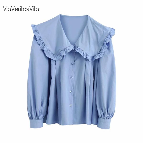 women blouse shirt ruffles blue puff sleeve preppy style female shirts for girls casual 2021 autumn mujer zoravicky women's blouses &, White
women blouse shirt ruffles blue puff sleeve preppy style female shirts for girls casual 2021 autumn mujer zoravicky women's blouses &, White
