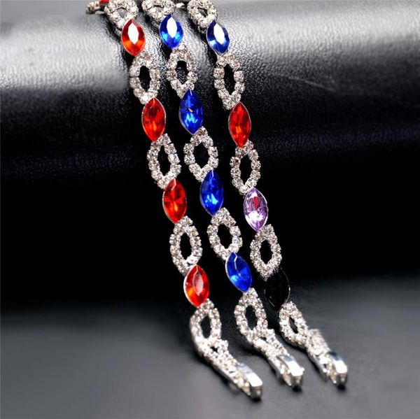 charm bracelets 2021 luxury blue crystal bracelet for women colorful austrian fashion heart chain, Golden;silver 
charm bracelets 2021 luxury blue crystal bracelet for women colorful austrian fashion heart chain, Golden;silver