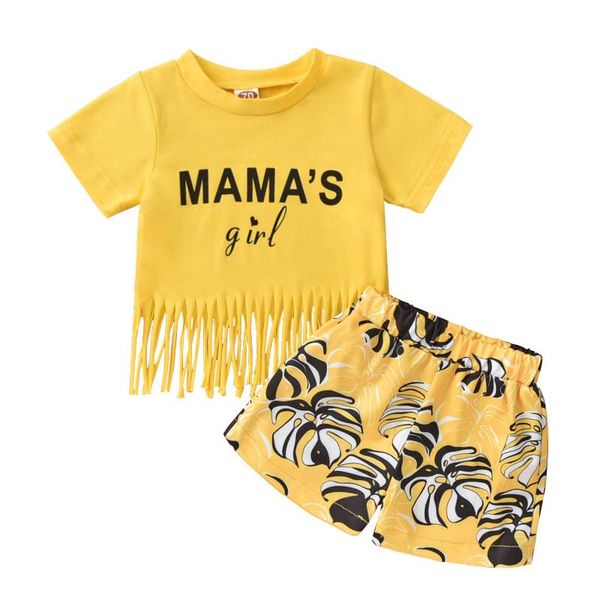 0-5y summer cute baby girls clothes sets 2pcs letter tassel short sleeve t shirts printed shorts clothing, White
0-5y summer cute baby girls clothes sets 2pcs letter tassel short sleeve t shirts printed shorts clothing, White
